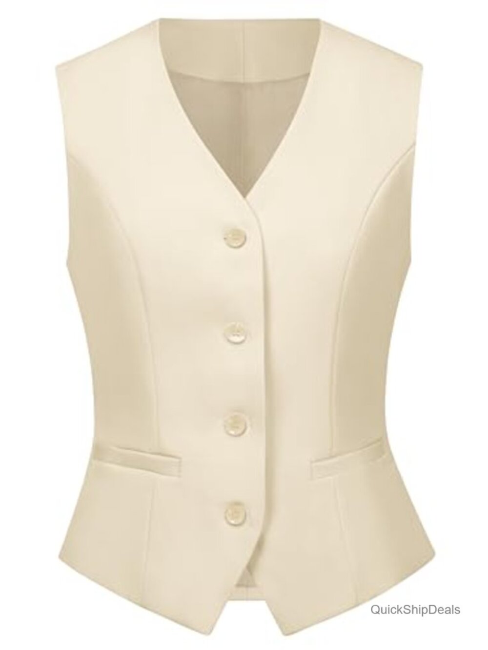 Women's Formal Suit Vest V-Neck Slim Fit Sleeveless Office Business Waistcoat